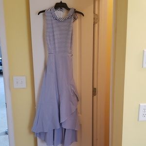 Blue and white striped dress
